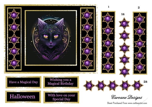 Magical Cats 3 - 7x5 inch card front with decoupage
