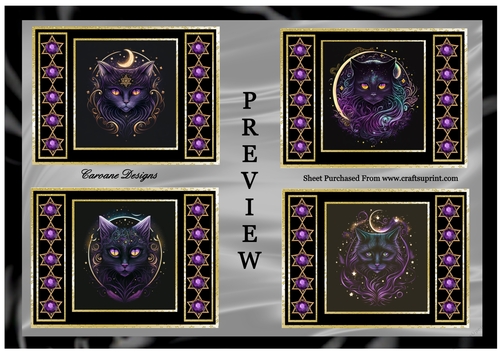 Magical cats Bumper Kit 5 - 10 sheets, Card fronts, decoupage, inserts, and greeting boxes