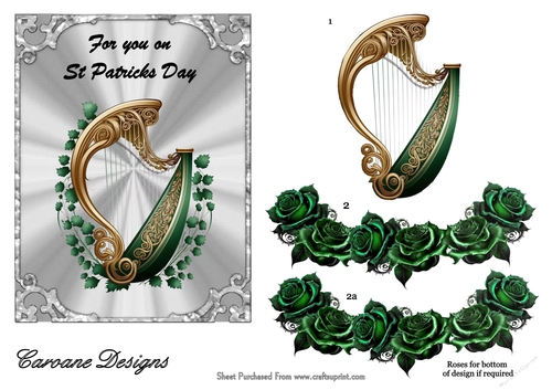 St Patricks Day Magic 1 - 7x5 inch card front with decoupage