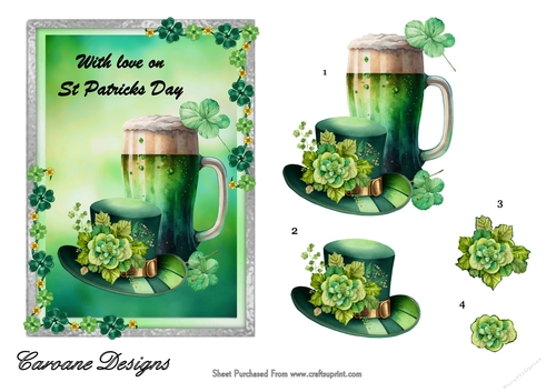 St Patricks Day Magic 2 - 7x5 inch card front with decoupage