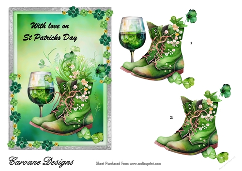 St Patricks Day Magic 3 - 7x5 inch card front with decoupage