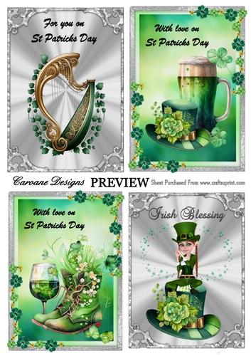 St Patricks Day Traditional Bumper Kit 10  - 10 sheets, Card fronts, decoupage, inserts, and greeting boxes