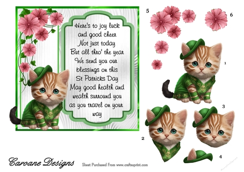 St Patricks Day Magic 5 - 6X6 inch card front with decoupage