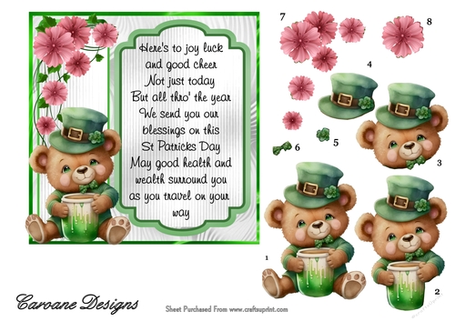 St Patricks Day Magic 6 - 6X6 inch card front with decoupage