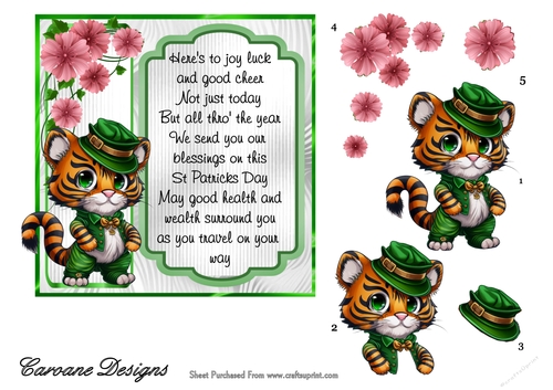 St Patricks Day Magic 8 - 6X6 inch card front with decoupage