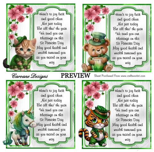 St Patricks day Cute Bumper Kit 11 - 10 sheets, Card fronts, decoupage, inserts, and greeting boxes