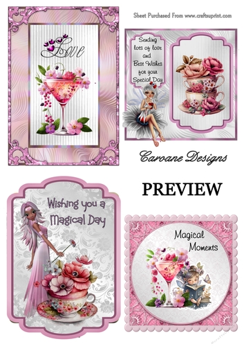 Cocktails and Tea Bumper Kit 12 - 10 sheets, Card fronts, decoupage, inserts, and greeting boxes