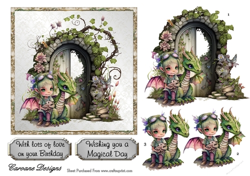 Fairy Doors 4 - 6x6 inch card front with decoupage