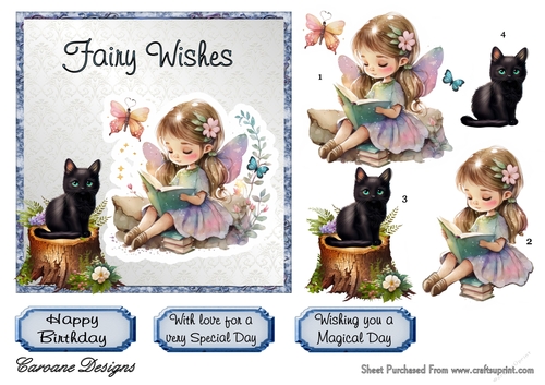 Fairy Birthday 2 - 6x6 inch card front with decoupage