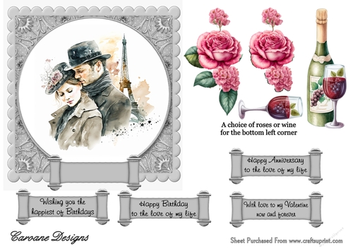 Love is in The Air 1 - 6x6 inch card front with decoupage