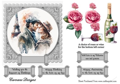 Love is in The Air 2 - 6x6 inch card front with decoupage