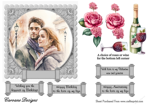 Love is in The Air 4 - 6x6 inch card front with decoupage