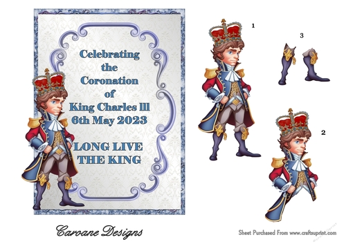 Coronation 4 - 7x5 inch card front with decoupage