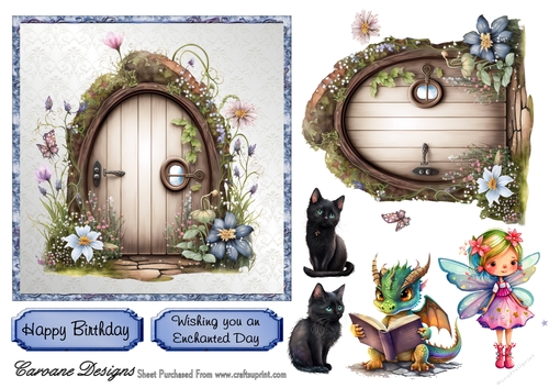 DIY Fairy Doors 1 - 6x6 inch card front with decoupage