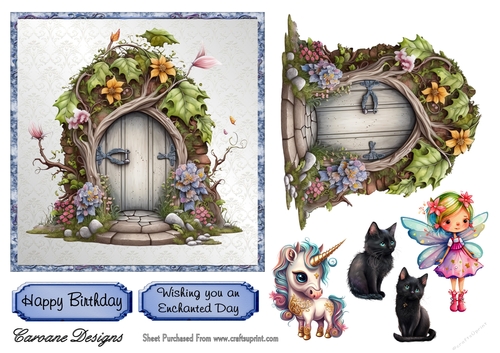 DIY Fairy Doors 3 - 6x6 inch card front with decoupage
