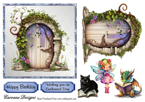 DIY Fairy Doors 4 - 6x6 inch card front with decoupage