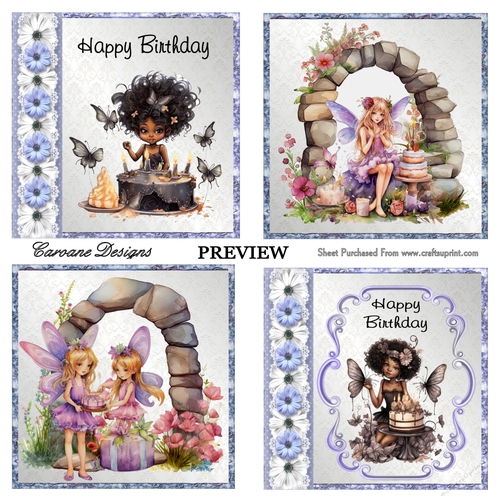  Birthday Fairies Bumper Kit 24 - 10 sheets, Card fronts, decoupage, inserts, image sheet, and greeting boxes