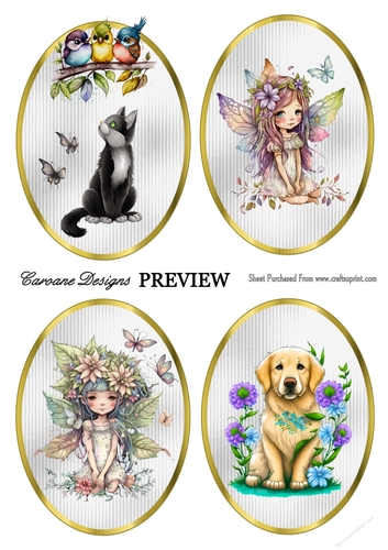 Cats Dogs and Fairies Bumper Kit 25 - 10 sheets, Card fronts, decoupage, inserts, image sheet, and greeting boxes