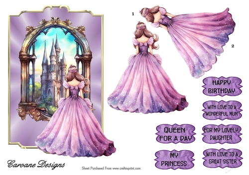 Castle Window 2 - 7x5 inch card front with decoupage