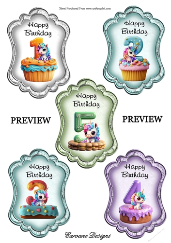 Unicorn Birthdays Part 1 Bumper Kit 27 - 12 sheets, Card fronts, decoupage, inserts, image sheet, and greeting boxes