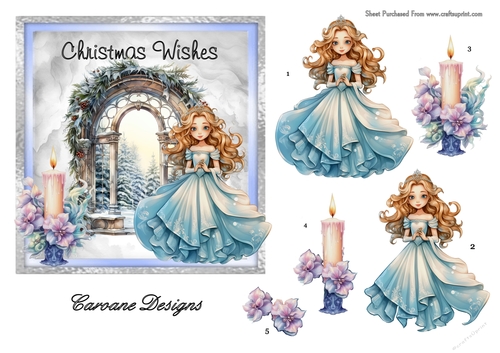 Christmas Windows 2 - 6x6 inch card front with decoupage