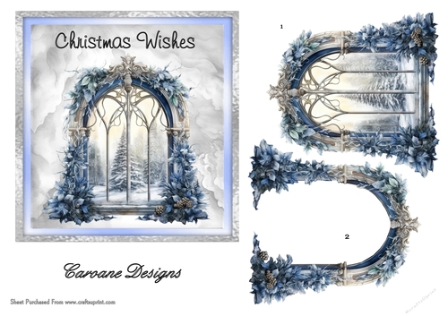 Christmas Windows 3 - 6x6 inch card front with decoupage