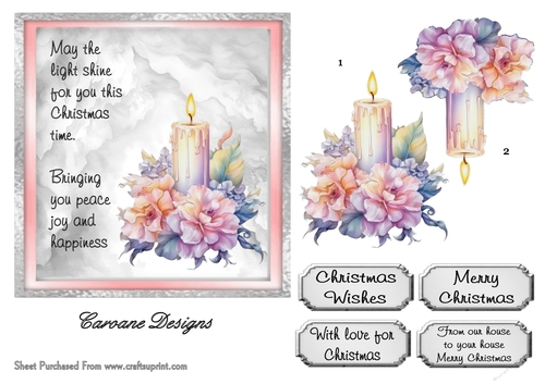 Christmas Candles 2 - 6x6 inch card front with decoupage