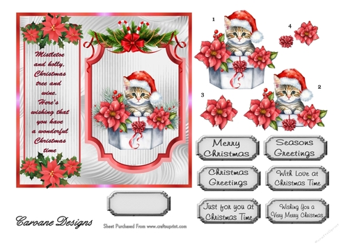 Christmas Cuties 2 - 6x6 inch card front with decoupage
