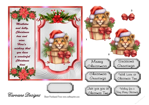 Christmas Cuties 4 - 6x6 inch card front with decoupage