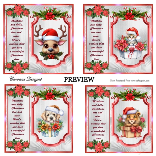 Christmas Cuties Bumper Kit 33 - 9 sheets, Card fronts, decoupage, inserts, and greeting boxes 