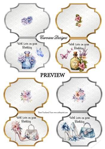 Girly Stuff Shaped Card Bumper Kit 34 - 9 sheets, Card fronts, decoupage, inserts, and greeting boxes 