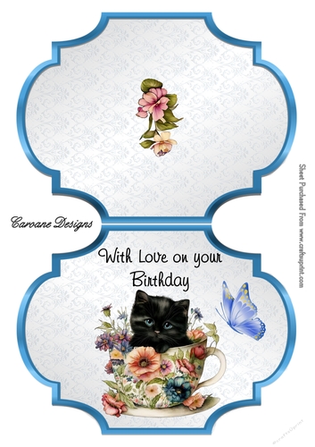 Furries in a Teacup 1 - Shaped card Mini card kit.