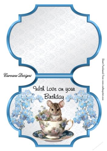 Furries in a Teacup 2 - Shaped card Mini card kit.