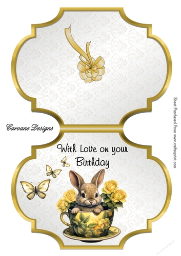 Furries in a Teacup 3 - Shaped card Mini card kit.