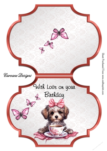 Furries in a Teacup 4 - Shaped card Mini card kit.