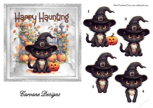 Halloween Cats 2 - 6x6 inch card front with decoupage