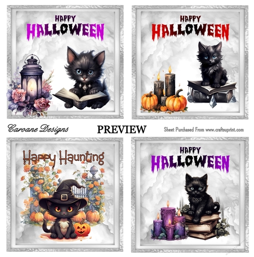 Halloween Cats Bumper Kit 36 - 9 sheets, Card fronts, decoupage, inserts, and greeting boxes 