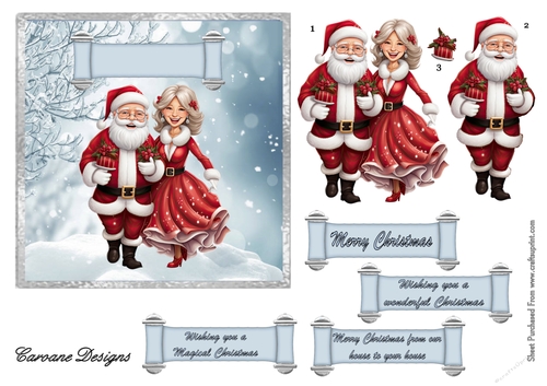 Meet Mrs Claus - 6x6 inch card front with decoupage