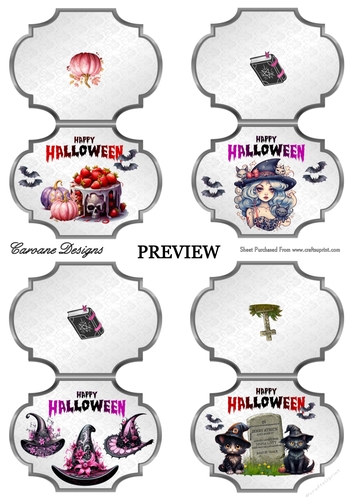 Halloween - Shaped Card Bumper Kit 39 - 9 sheets, Card fronts, decoupage, inserts, and greeting boxes 