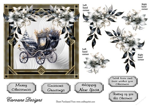 Art Deco Christmas 4 - 6x6 inch card front with decoupage