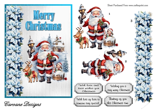 Christmas Assortment 1 - 7x5 inch card front with decoupage