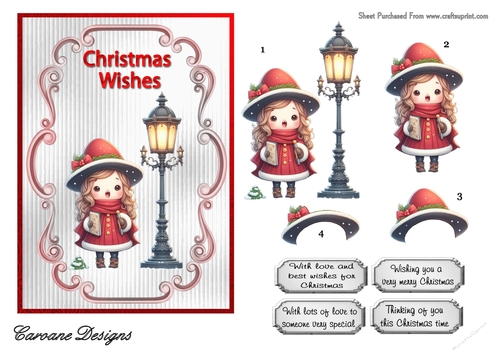 Christmas Assortment 3 - 7x5 inch card front with decoupage