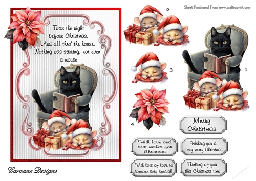 Christmas Assortment 4 - 7x5 inch card front with decoupage