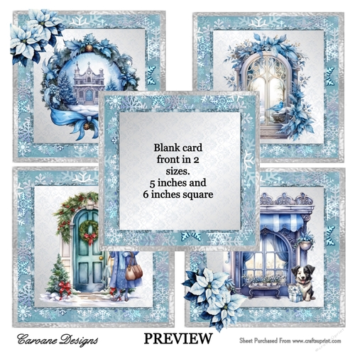 Blue Christmas Bumper Kit 43 - 10 sheets, Card fronts, decoupage, inserts, greeting boxes and card bases