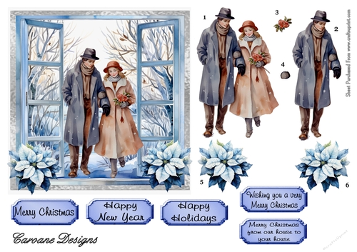 First Christmas Together - 6x6 inch card front with decoupage