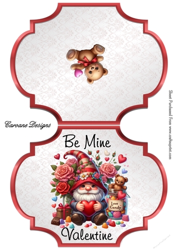 Valentine Gnomes 1 - 2 Page Shaped card mini kit.