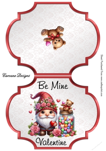 Valentine Gnomes 3 - 2 Page Shaped card mini kit.