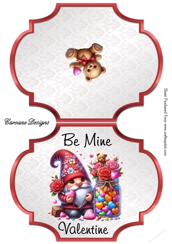 Valentine Gnomes 4 - 2 Page Shaped card mini kit.