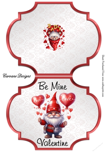 Valentine Gnomes 1 Male - 2 Page Shaped card mini kit.