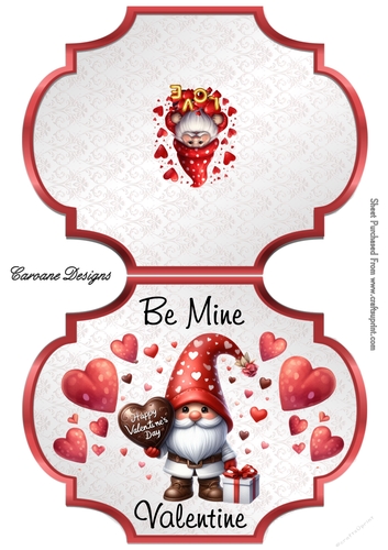 Valentine Gnomes 3 Male - 2 Page Shaped card mini kit.
